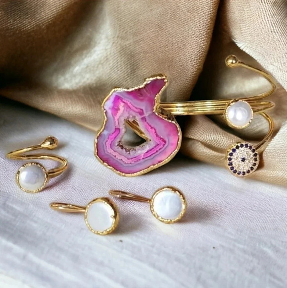 ποΈTurkish 18K Gold Plated Gemstone Artisanal π«Ά Fine Jewelry Set π - Picture 4 of 9